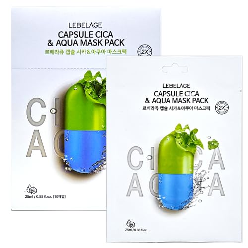 Amazon.com : LEBELAGE Capsule Cica & Aqua 2X Mask Pack 0.88 fl oz
